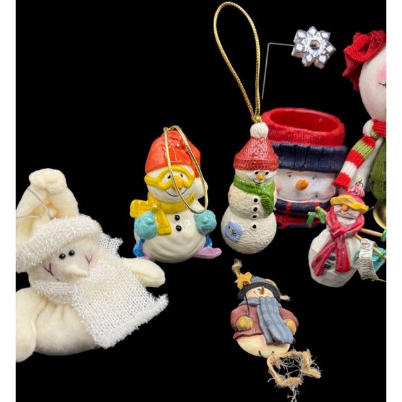 Vintage Snowman Christmas Ornaments Decor Lot Of 11 - Picture 3 of 6